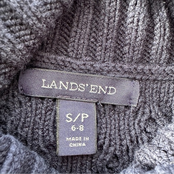 Lands’ End turtleneck sweater with  long sleeves, fitted, cable knit cotton - Picture 7 of 8